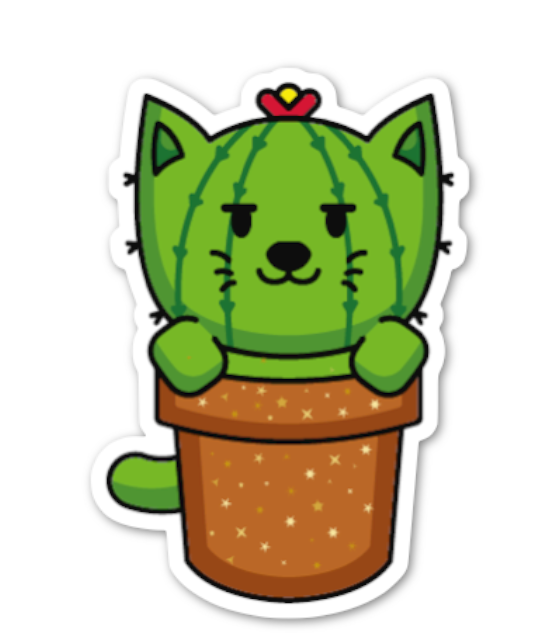 Catus Cactus Cat Vinyl Sticker