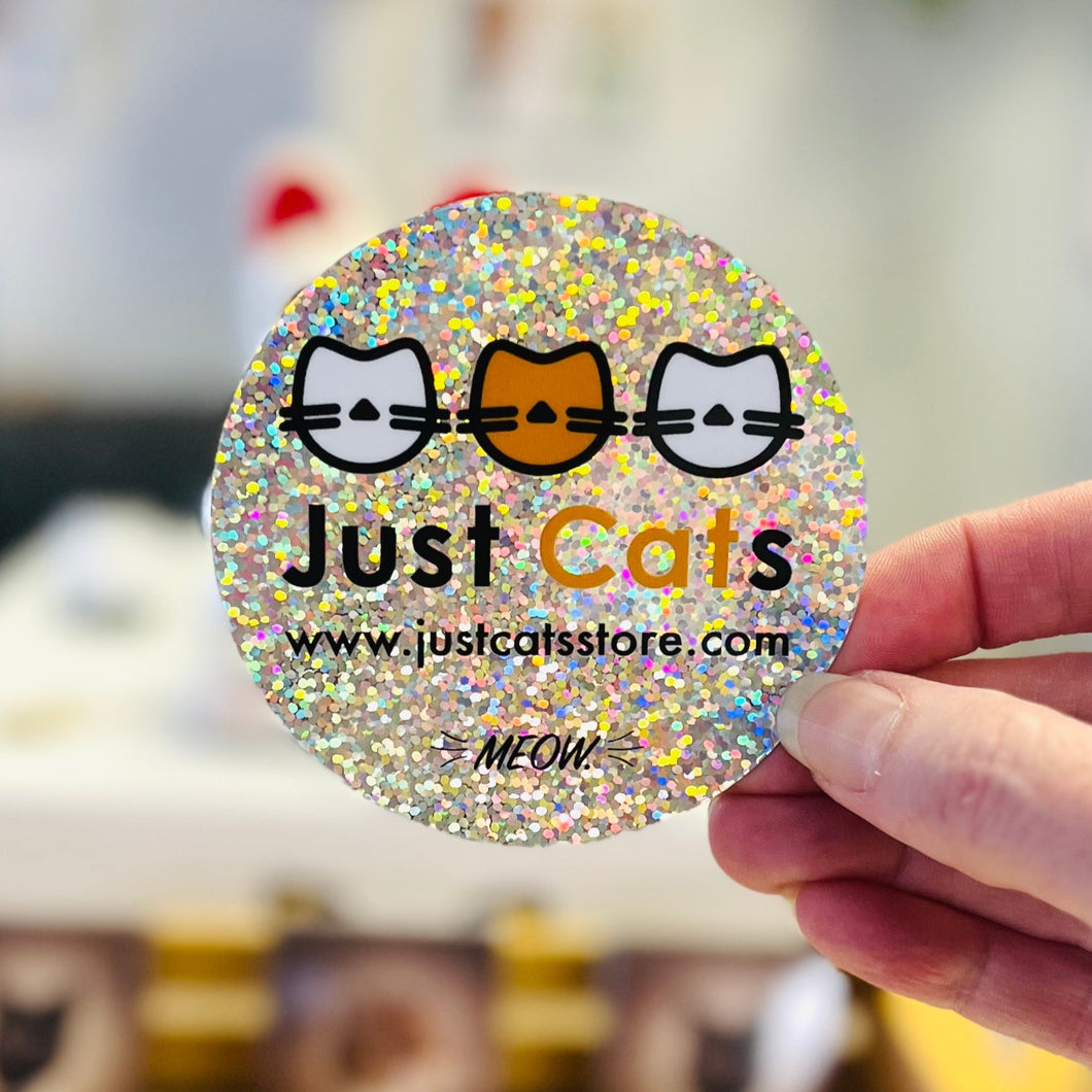 just cats round glitter sticker