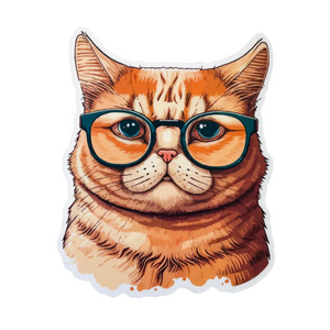 Orange Tabby Cat with Glasses Vinyl Sticker