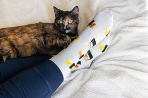 Pearhead - Cat Sushi Socks, Pet Owner Apparel, Unisex Crew Socks