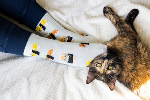 Pearhead - Cat Sushi Socks, Pet Owner Apparel, Unisex Crew Socks