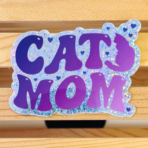 Cat Mom Vinyl Glitter Sticker