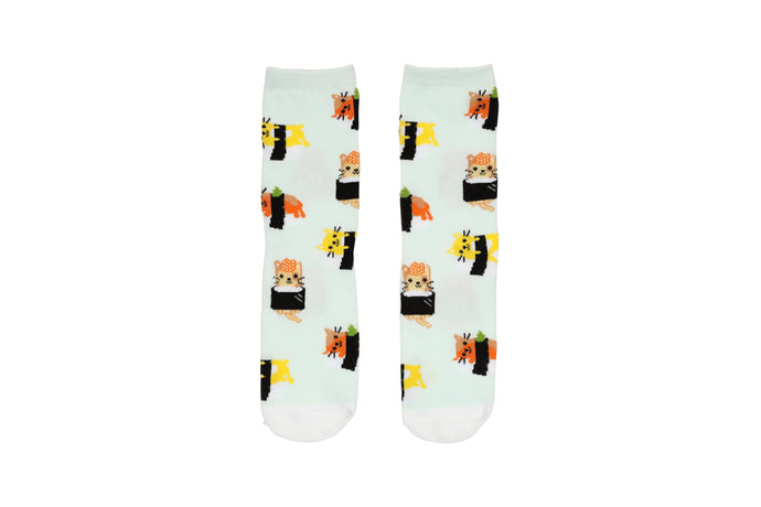 Pearhead - Cat Sushi Socks, Pet Owner Apparel, Unisex Crew Socks