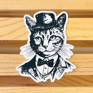 Vintage Gentleman Cat Vinyl Sticker