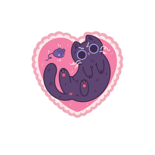 Kitty Heart Sticker