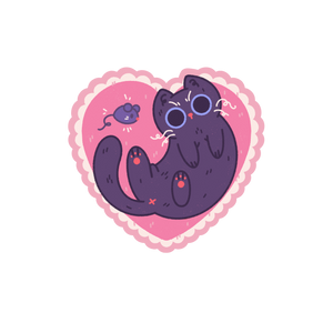 Kitty Heart Sticker