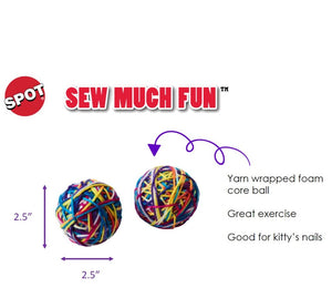 Sew Much Fun Rattle Yarn Ball Toy - 2 pk. (Dimensions)