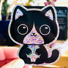 Load image into Gallery viewer, Tuxedo Kitty Glitter Sticker
