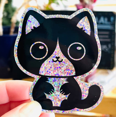 Tuxedo Kitty Glitter Sticker