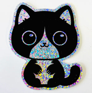 Tuxedo Kitty Glitter Sticker