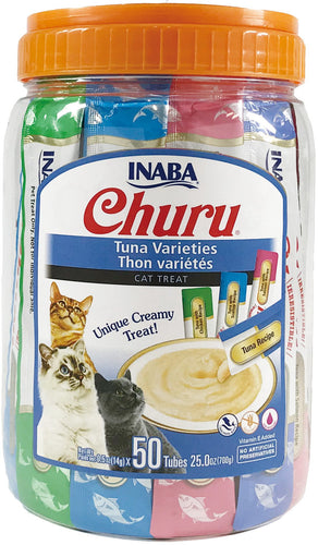 Inaba Churu Tube Treats Tuna Variety Jar - 50 Count