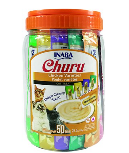 Inaba Churu Tube Treats Chicken Variety Jar - 50 Count