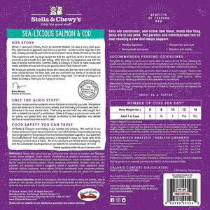 Stella & Chewy's Sea-Licious Salmon & Cod Freeze-Dries Raw Dinner Morsels (Back of Package)
