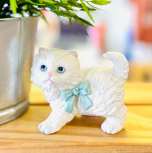 Load image into Gallery viewer, Vintage White Cat with Bowtie Ceramic Figurine