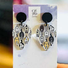 Load image into Gallery viewer, guitar pic cat butt earrings