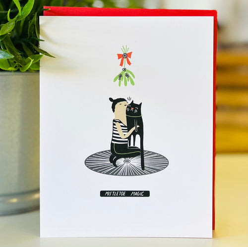Mistletoe Magic Cat Christmas Card