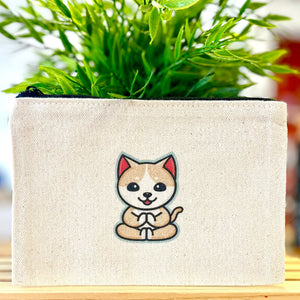 Canvas Cat Pouch - Yoga Cat (front)